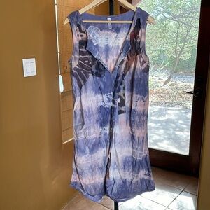 Vintage Gregory Parkinson Silk Tie Dye Chiffon Applique Shift Dress Size Small